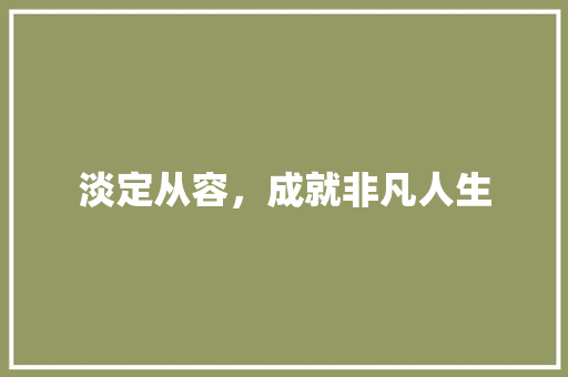 淡定从容，成就非凡人生