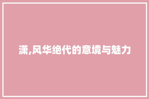 潇,风华绝代的意境与魅力