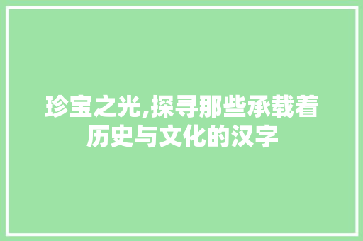 珍宝之光,探寻那些承载着历史与文化的汉字