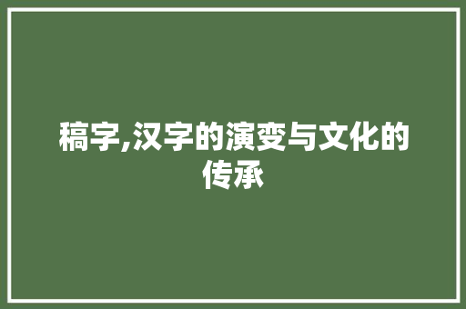 稿字,汉字的演变与文化的传承