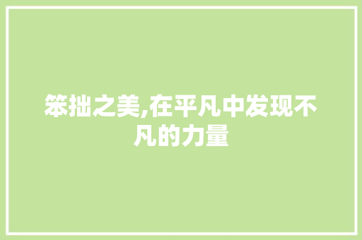 笨拙之美,在平凡中发现不凡的力量
