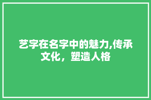 艺字在名字中的魅力,传承文化，塑造人格