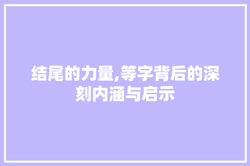 结尾的力量,等字背后的深刻内涵与启示