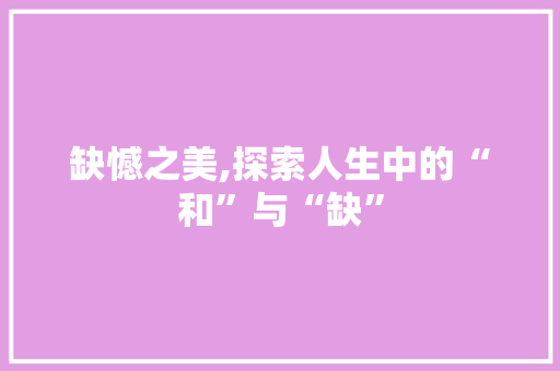 缺憾之美,探索人生中的“和”与“缺”