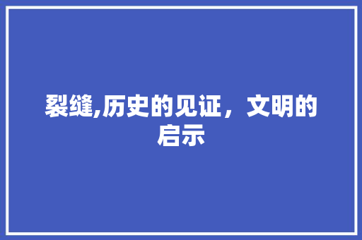 裂缝,历史的见证，文明的启示