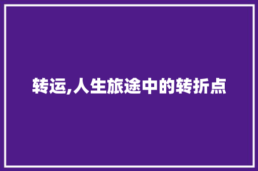 转运,人生旅途中的转折点