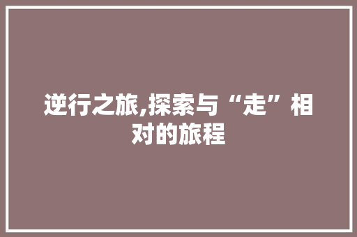 逆行之旅,探索与“走”相对的旅程
