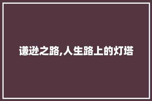 谦逊之路,人生路上的灯塔