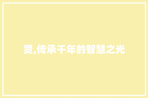 贤,传承千年的智慧之光