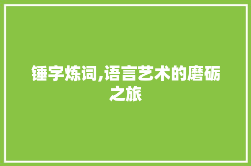 锤字炼词,语言艺术的磨砺之旅