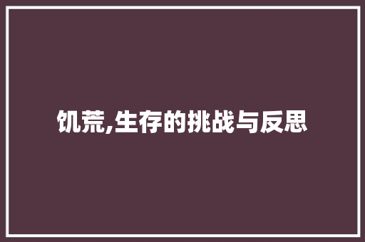 饥荒,生存的挑战与反思