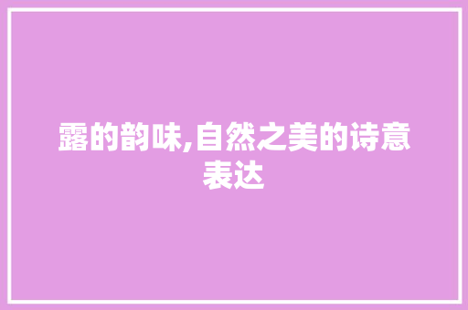 露的韵味,自然之美的诗意表达