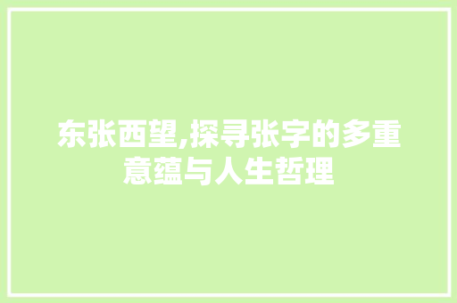 东张西望,探寻张字的多重意蕴与人生哲理