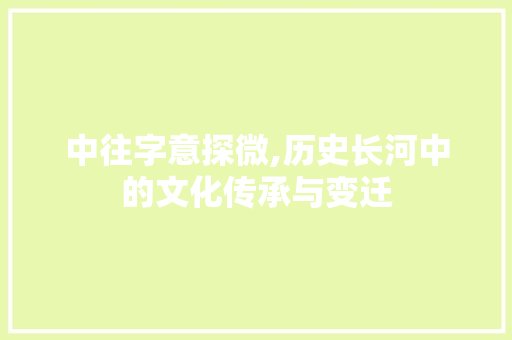 中往字意探微,历史长河中的文化传承与变迁