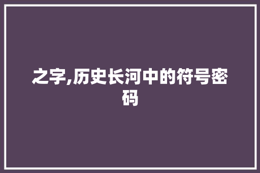 之字,历史长河中的符号密码