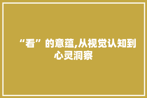 “看”的意蕴,从视觉认知到心灵洞察