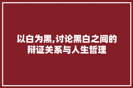 以白为黑,讨论黑白之间的辩证关系与人生哲理