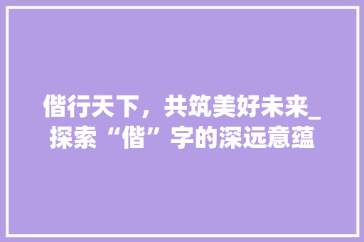 偕行天下，共筑美好未来_探索“偕”字的深远意蕴