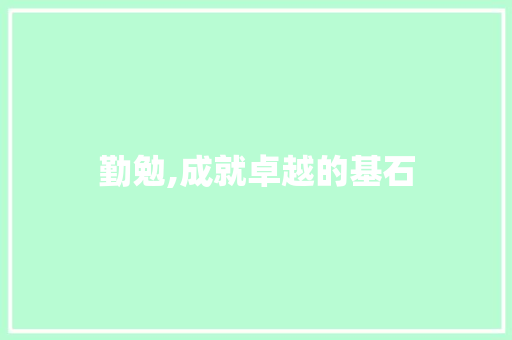 勤勉,成就卓越的基石