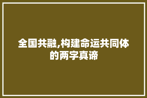 全国共融,构建命运共同体的两字真谛