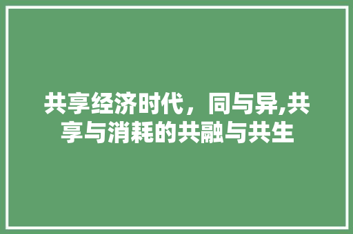 共享经济时代，同与异,共享与消耗的共融与共生
