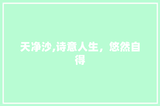 天净沙,诗意人生，悠然自得