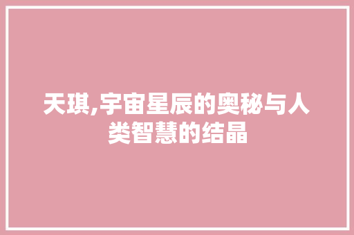天琪,宇宙星辰的奥秘与人类智慧的结晶
