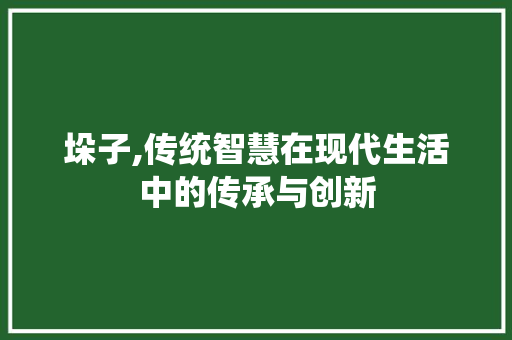 垛子,传统智慧在现代生活中的传承与创新