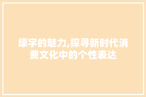 壕字的魅力,探寻新时代消费文化中的个性表达