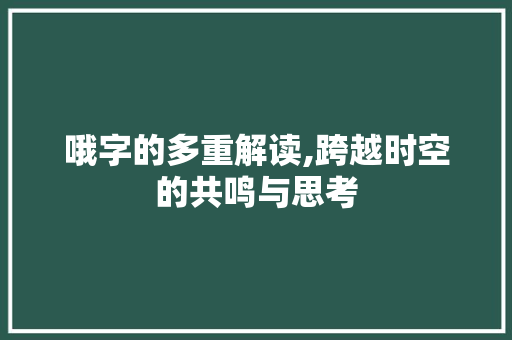 哦字的多重解读,跨越时空的共鸣与思考