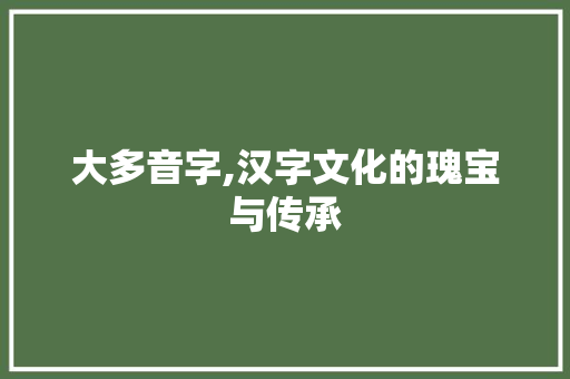 大多音字,汉字文化的瑰宝与传承