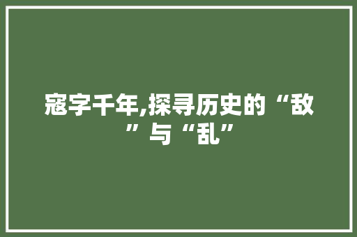 寇字千年,探寻历史的“敌”与“乱”