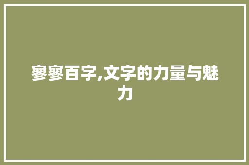 寥寥百字,文字的力量与魅力