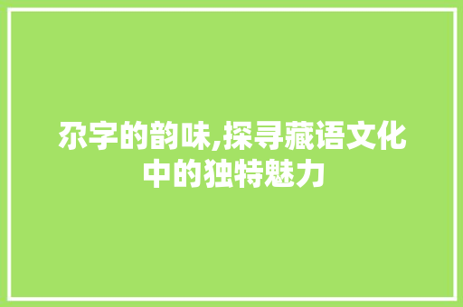 尕字的韵味,探寻藏语文化中的独特魅力