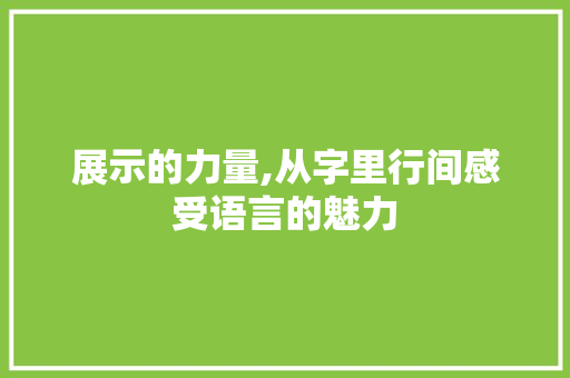 展示的力量,从字里行间感受语言的魅力