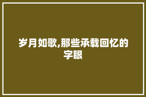岁月如歌,那些承载回忆的字眼