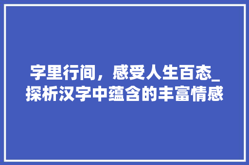 字里行间，感受人生百态_探析汉字中蕴含的丰富情感世界