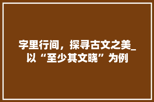 字里行间，探寻古文之美_以“至少其文晓”为例