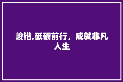 峻锴,砥砺前行，成就非凡人生