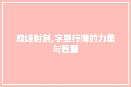 巅峰时刻,字里行间的力量与智慧