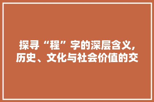 探寻“程”字的深层含义,历史、文化与社会价值的交织