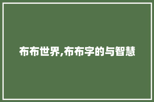布布世界,布布字的与智慧