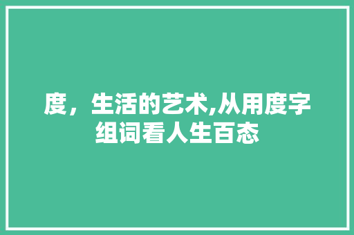 度，生活的艺术,从用度字组词看人生百态