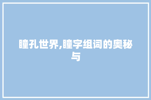 瞳孔世界,瞳字组词的奥秘与
