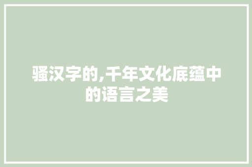 骚汉字的,千年文化底蕴中的语言之美