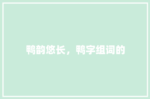 鸭韵悠长,鸭字组词的