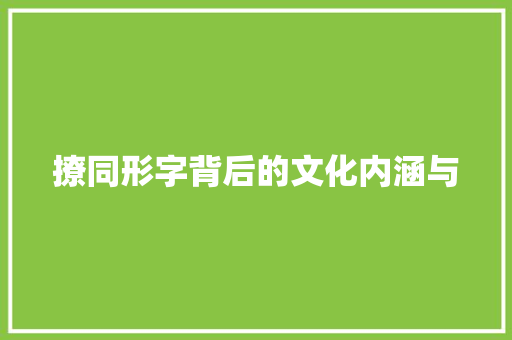 撩同形字背后的文化内涵与