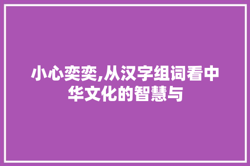 小心奕奕,从汉字组词看中华文化的智慧与