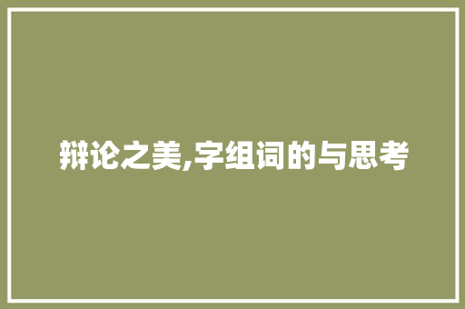辩论之美,字组词的与思考