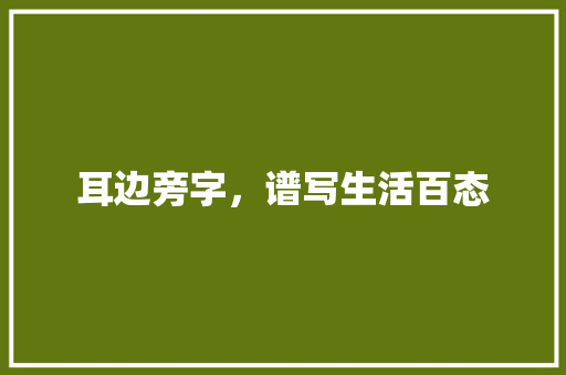 耳边旁字，谱写生活百态
